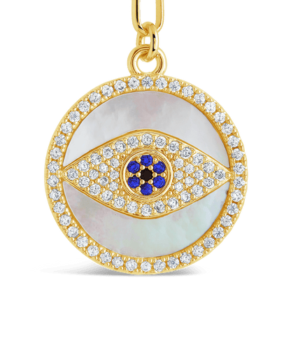 CZ & Mother of Pearl Evil Eye Pendant Necklace