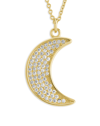 Pave CZ Moon Crescent Pendant
