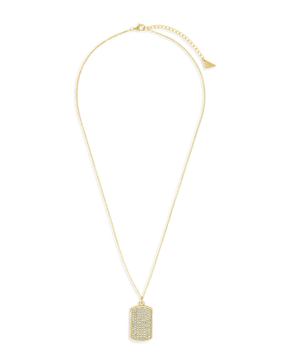 Pave CZ Rounded-edge Rectangle Pendant