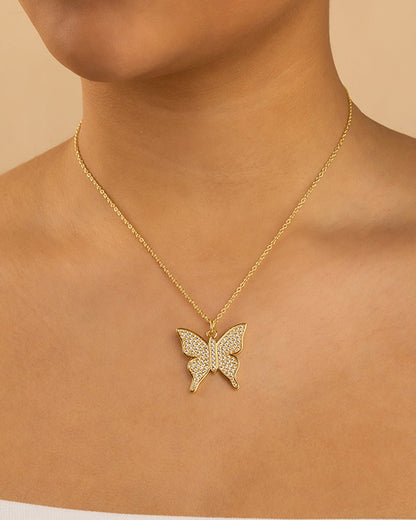 Pave CZ Butterfly Pendant