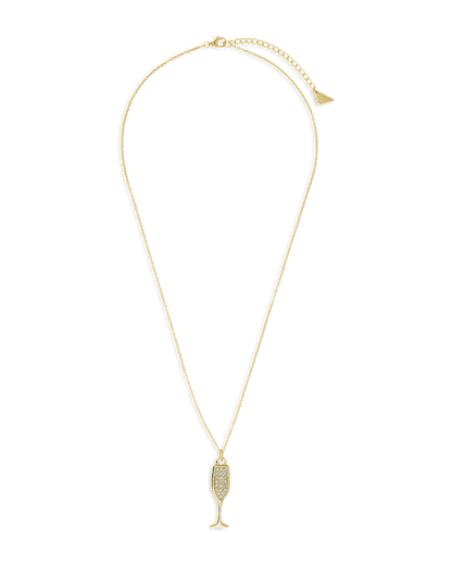 Pave CZ Champagne Flute Pendant