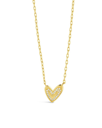 Sterling Silver Mabel CZ Heart Pendant Necklace