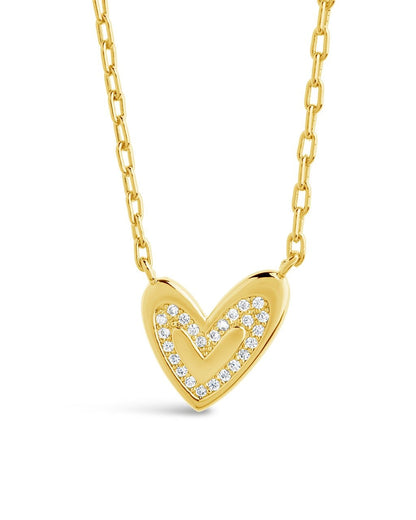 Sterling Silver Mabel CZ Heart Pendant Necklace