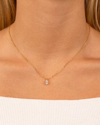 Sterling Silver Oval CZ Prong Set Pendant