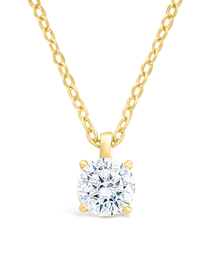 Sterling Silver Round CZ Prong Set Pendant