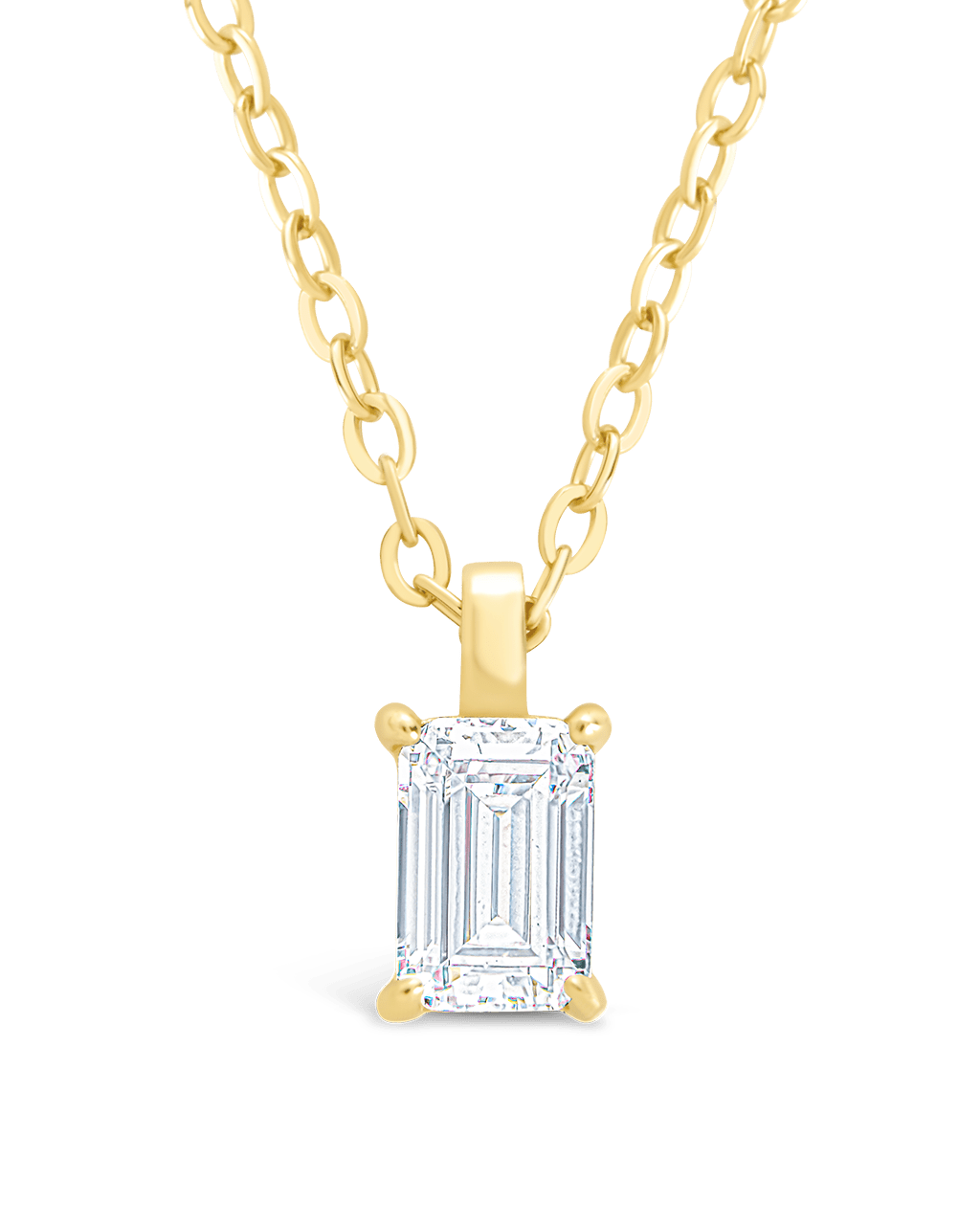 Sterling Silver Emerald Prong Set Pendant