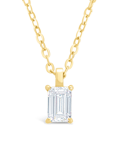 Sterling Silver Emerald Prong Set Pendant