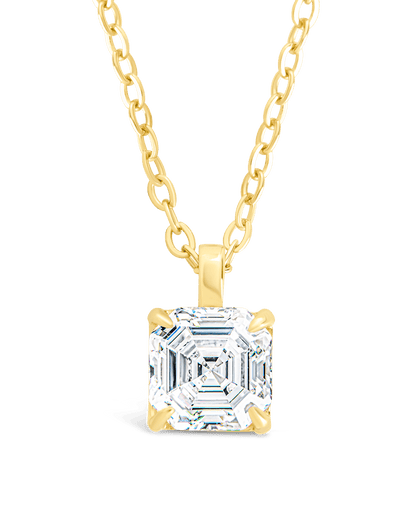 Sterling Silver Asscher Prong Set Pendant