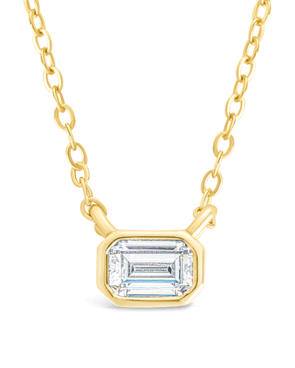 Sterling Silver Emerald Bezel Set Pendant