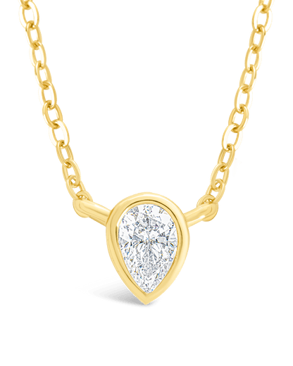 Sterling Silver Pear Bezel Set Pendant