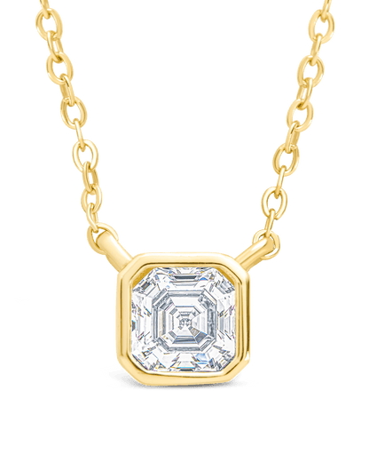 Sterling Silver Asscher Bezel Set Pendant