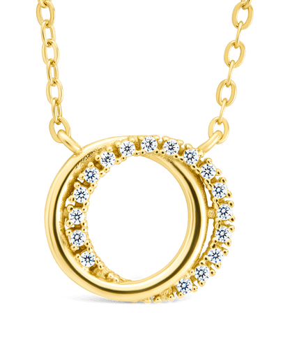 Sterling Silver CZ Interlocking Circle Pendant