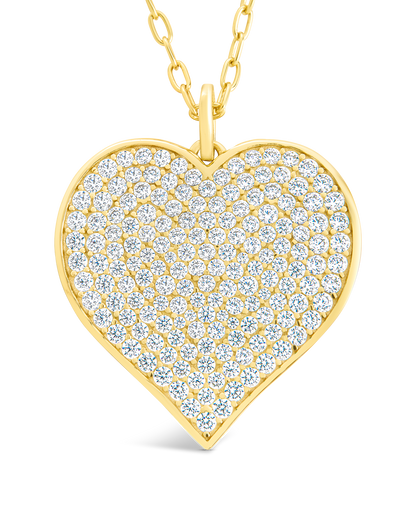 Sterling Silver CZ Statement Heart Pendant