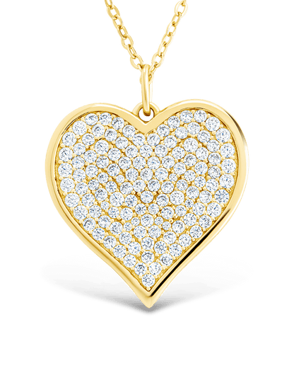 Sterling Silver CZ Statement Heart Pendant