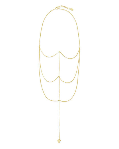 Triple Layer Triangle Drop Chain Necklace