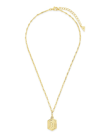Hexagon Tag Initial Pendant Necklace