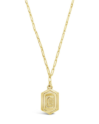 Hexagon Tag Initial Pendant Necklace