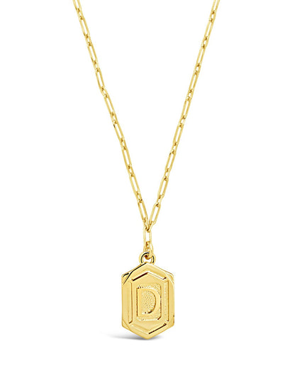 Hexagon Tag Initial Pendant Necklace