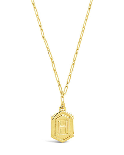 Hexagon Tag Initial Pendant Necklace