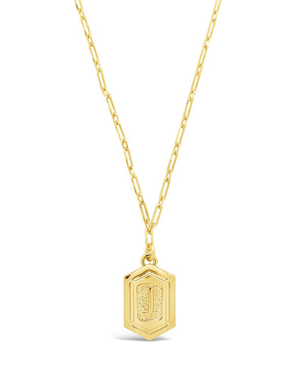 Hexagon Tag Initial Pendant Necklace