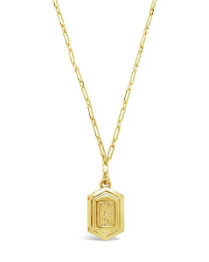 Hexagon Tag Initial Pendant Necklace