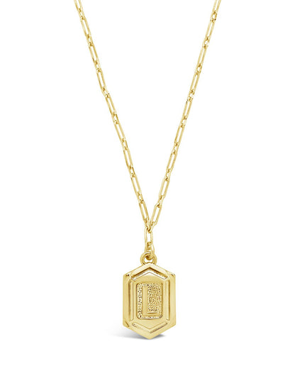 Hexagon Tag Initial Pendant Necklace