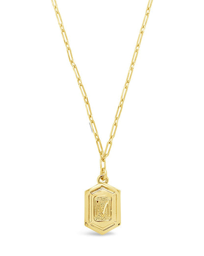 Hexagon Tag Initial Pendant Necklace