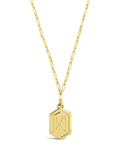 Hexagon Tag Initial Pendant Necklace