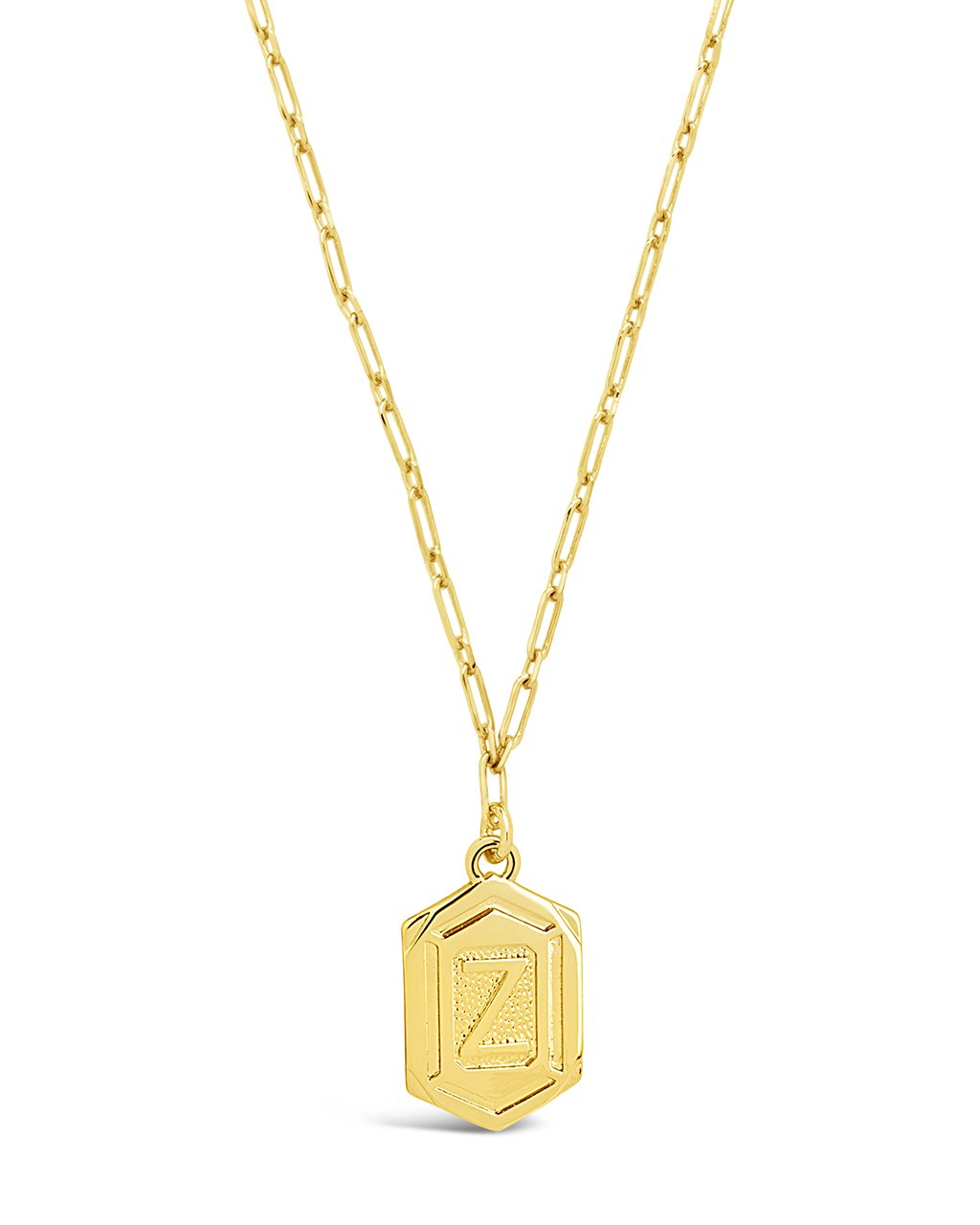 Hexagon Tag Initial Pendant Necklace