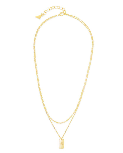 Initial Tag Layered Chain Necklace