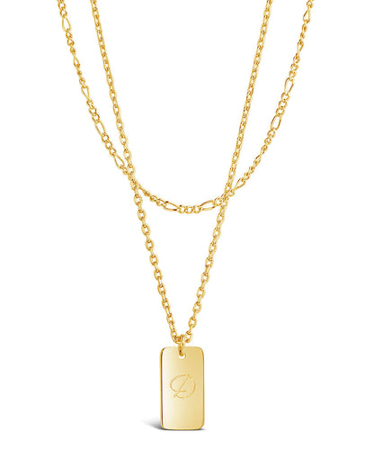 Initial Tag Layered Chain Necklace