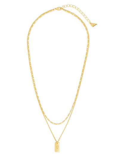 Initial Tag Layered Chain Necklace