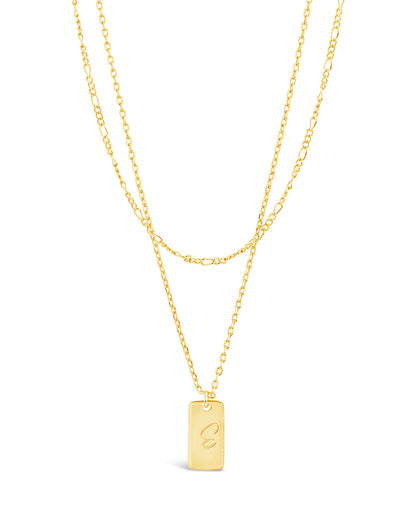 Initial Tag Layered Chain Necklace