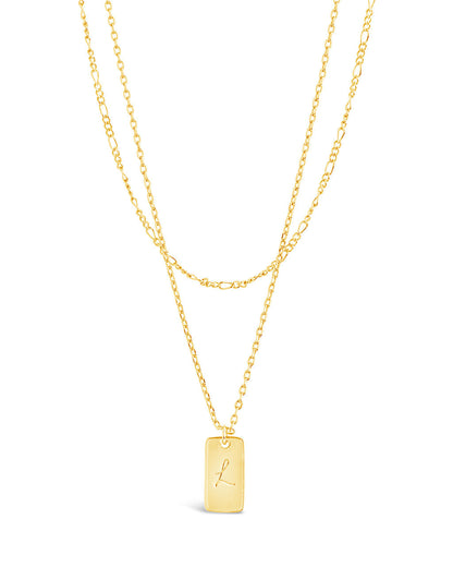 Initial Tag Layered Chain Necklace