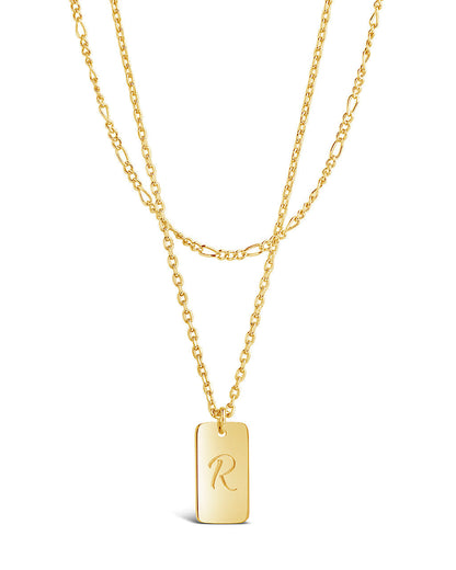 Initial Tag Layered Chain Necklace