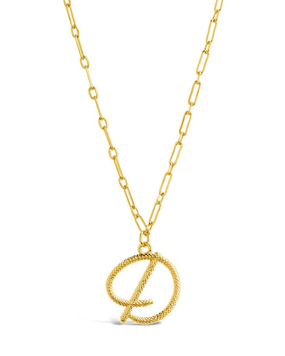 Textured Initial Charm Pendant Necklace