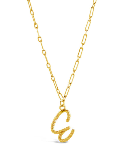 Textured Initial Charm Pendant Necklace
