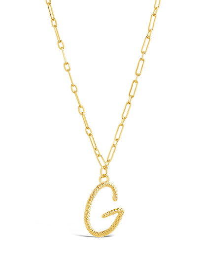 Textured Initial Charm Pendant Necklace