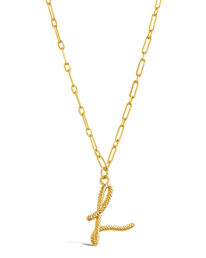 Textured Initial Charm Pendant Necklace