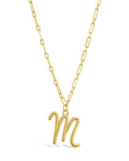 Textured Initial Charm Pendant Necklace