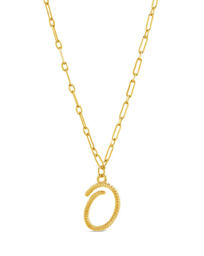 Textured Initial Charm Pendant Necklace