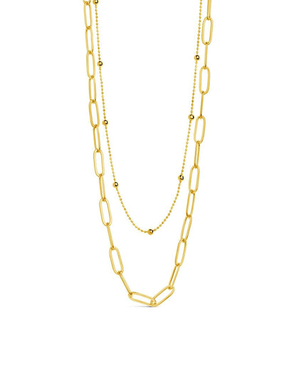 Leah Beaded & Paperclip Layered Chain Necklace