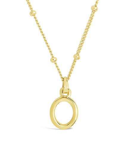 Sterling Silver Initial Necklace with Beaded Chain