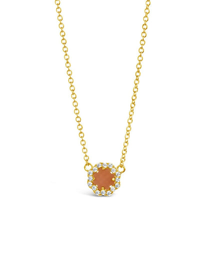 CZ Bezel Rose Petal Pendant Necklace