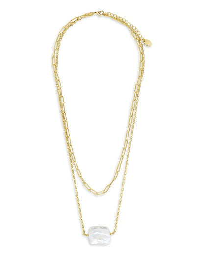 Chain Link and Pearl Layered Necklace