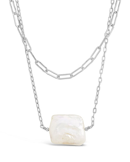 Chain Link and Pearl Layered Necklace