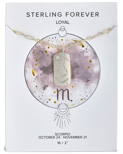 CZ Constellation Dog Tag Pendant Necklace