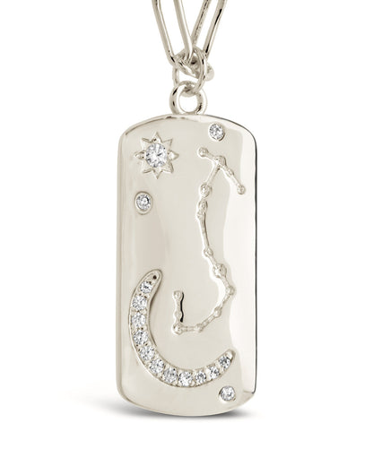 CZ Constellation Dog Tag Pendant Necklace