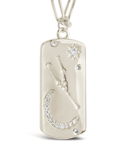 CZ Constellation Dog Tag Pendant Necklace