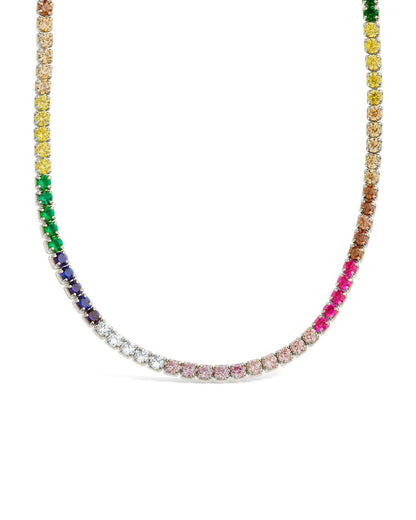 Maria Chain & Rainbow CZ Tennis Necklace
